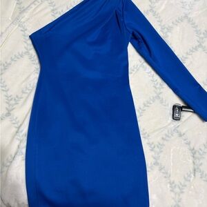 Elegant Blue One-Shoulder Dress
